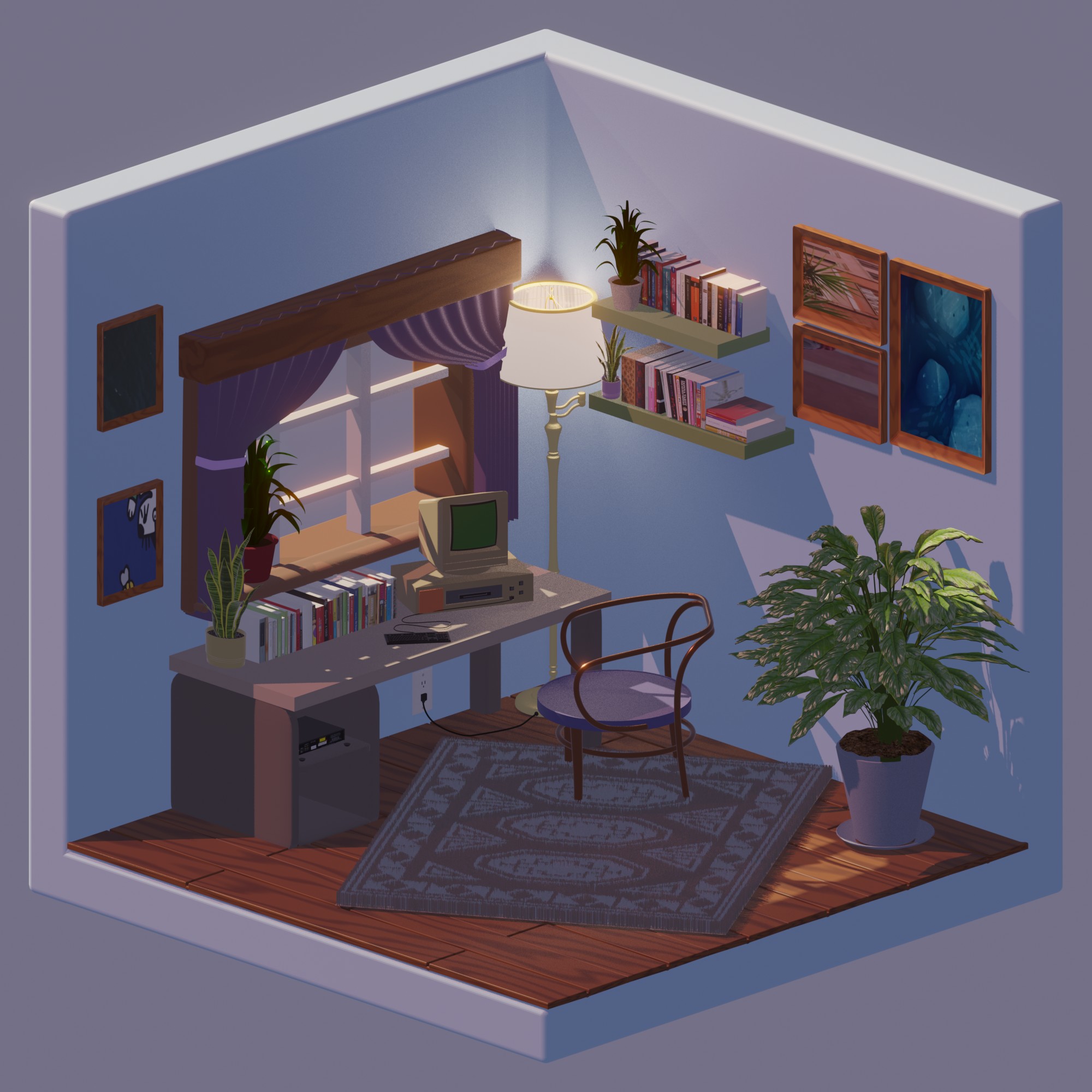 Low-Poly Purple Cat